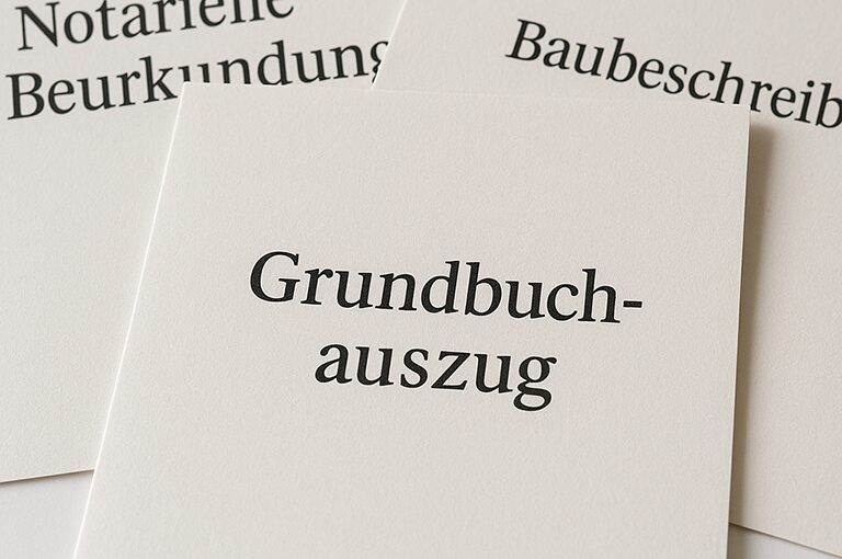 Dokument mit der Überschrift „Grundbuchauszug“ in Großbuchstaben.