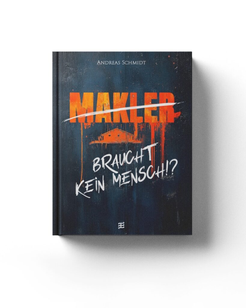 Buchcover mit dem Titel „MAKLER – Braucht kein Mensch?“ auf dunklem Grund