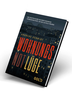 Buchcover mit dem Titel „WohnungsNotLüge“ auf dunklem Grund